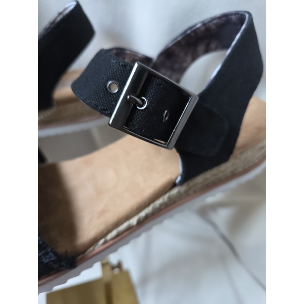 Skechers BOBS Desert Kiss Black Strappy Memory Fm Wedge Sandals Wms Size 11 NWT - Picture 7 of 16